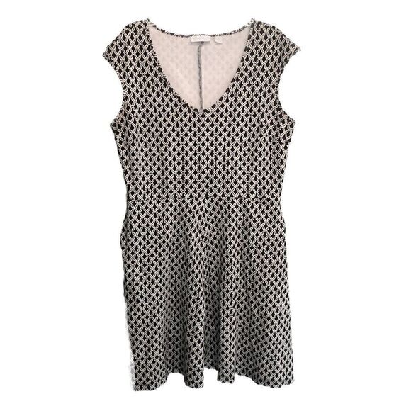 NY & CO IKAT MOROCCAN GEO PRINT COTTON FIT & FLARE MIDI DRESS WITH POCKETS LARGE - Picture 8 of 12